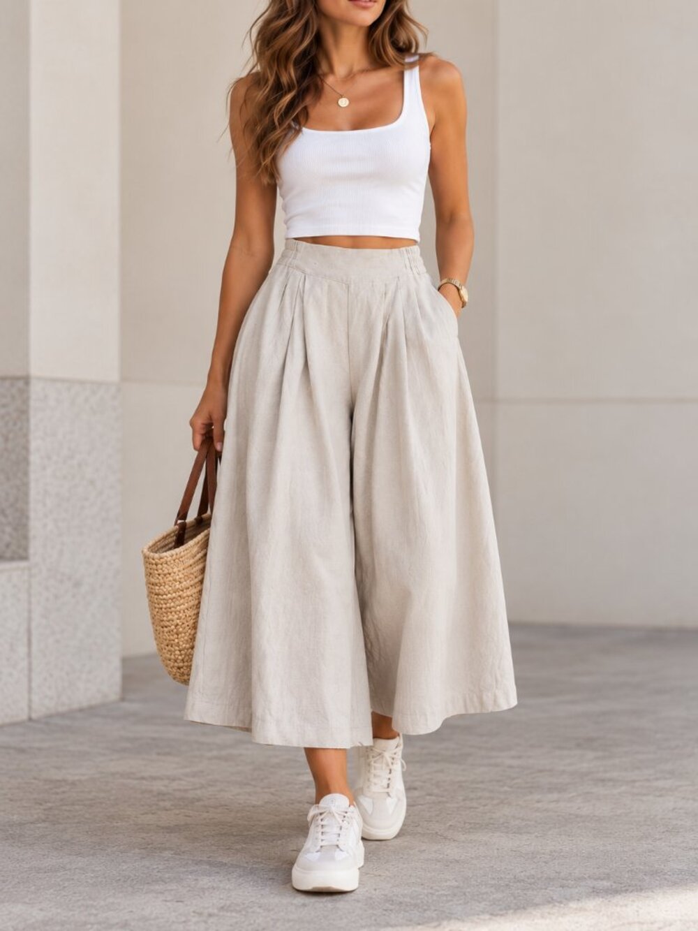 Free People Wide Leg Culotte Pants XS Stone Gray NWT | Retail $128